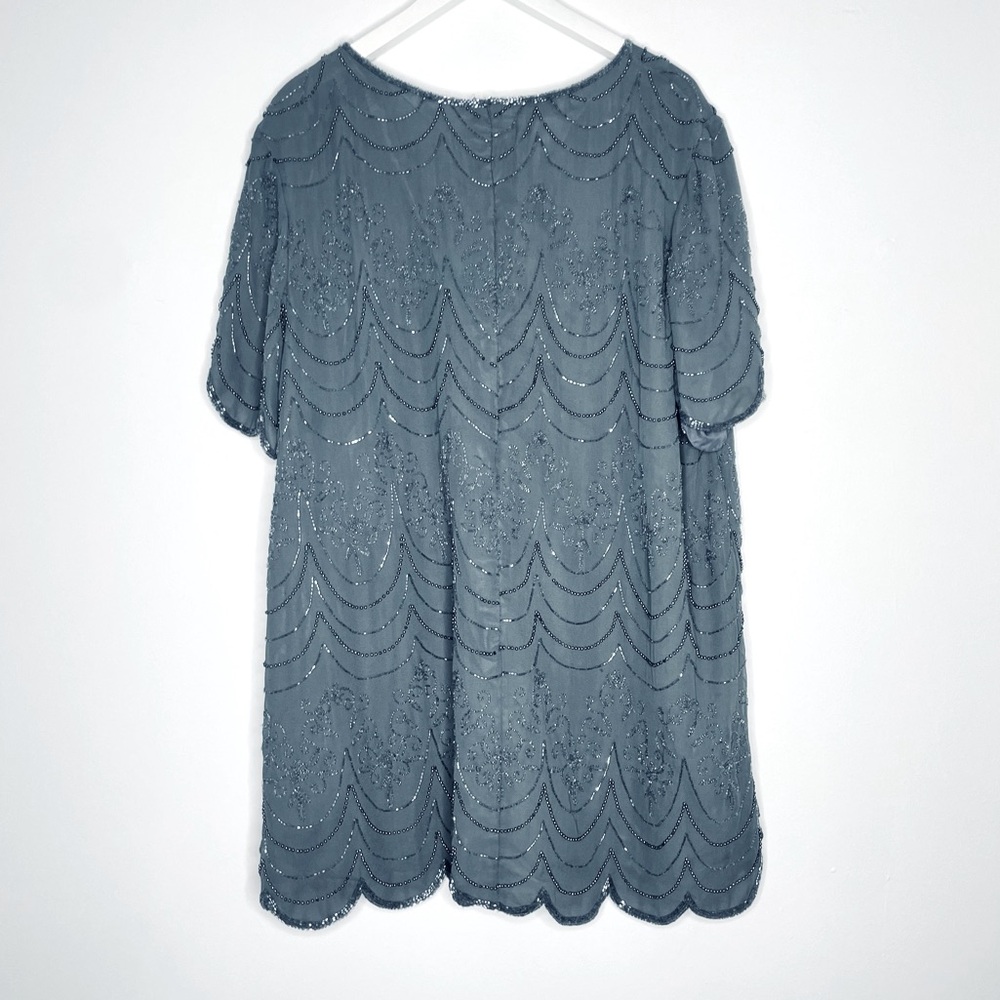 Candlelight & Champagne Vintage silver beaded sequined evening wear top Size 20W